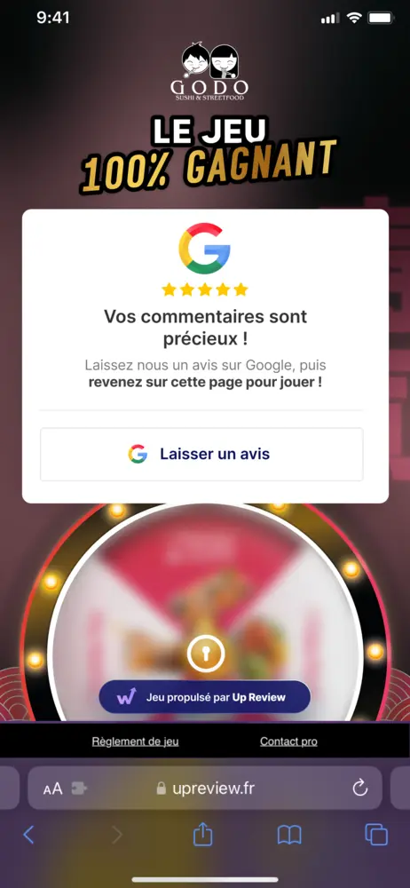 Supprimer un avis google jeu concours up review interface client