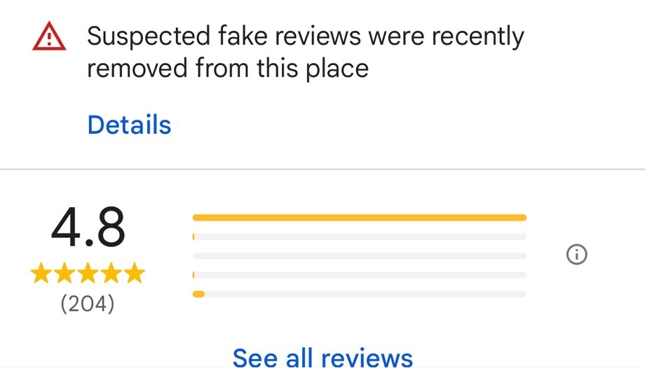Message de détection de  Bot avis Google par Google