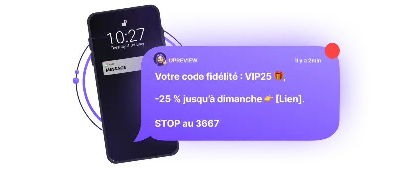 Exemple de campagne SMS marketing de code exclusif client