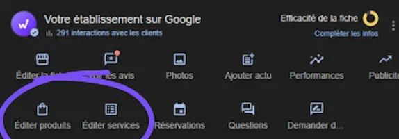 Changer services et produits pour optimiser sa fiche Google My Business
