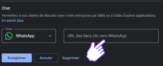 Activer le lien Whatsapp de la messagerie Google pour optimiser sa fiche Google My Business