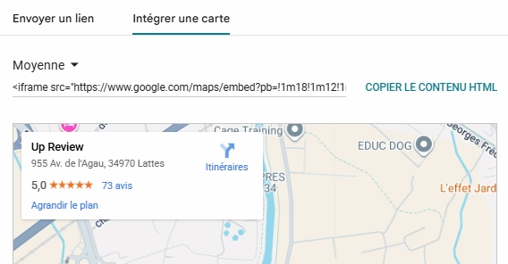Intégration de la carte Google Maps pour le référencement local d'un restaurant